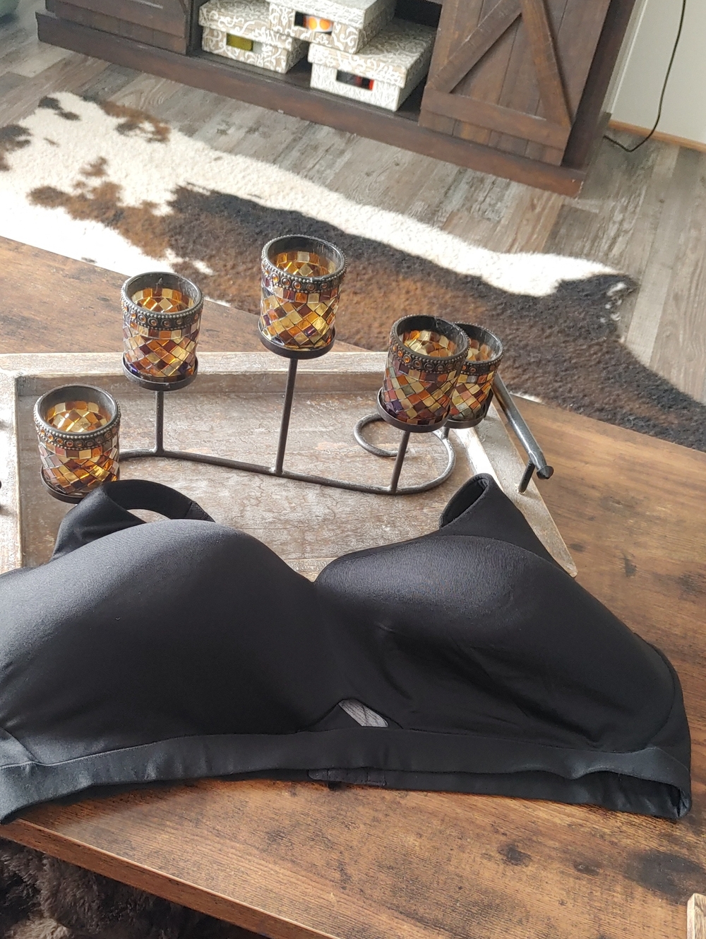 Gorgeous Cacique 48DDD Black Vented Padded Wirefree Sexy Bra